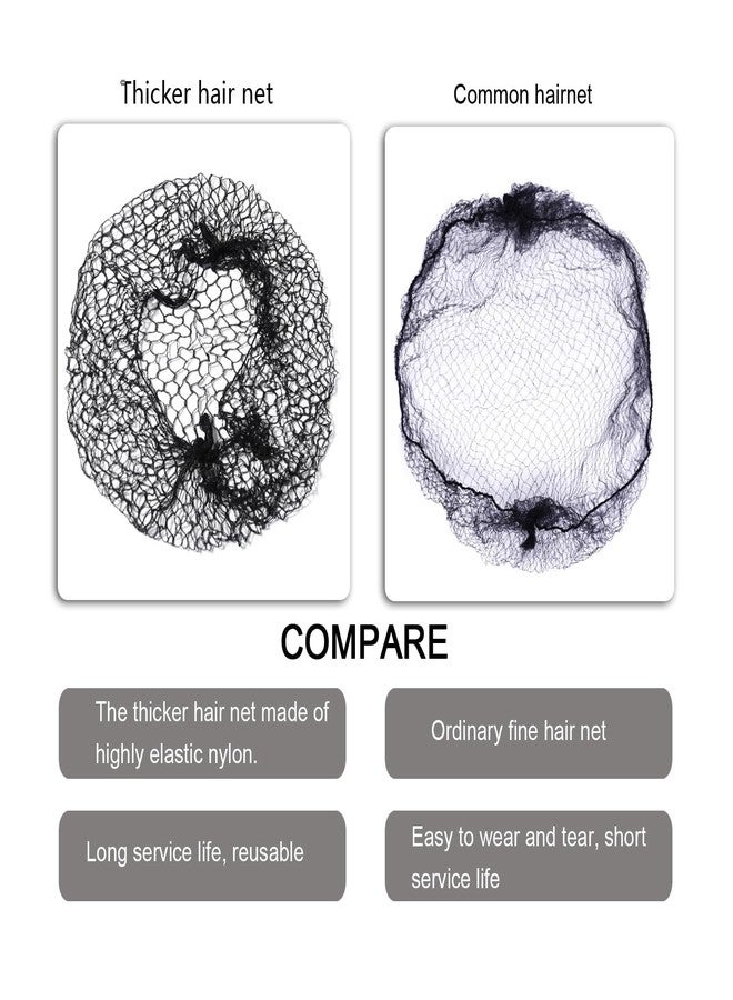 ياتشيو 12 قطعة من شبكة الشعر السميكة السوداء غير المرئية ذات الحواف المرنة، شبكة شعر قابلة لإعادة الاستخدام للنساء، مناسبة لتسريحات الكعكة، وخدمة الطعام، والباليه (20 بوصة). - Image 5